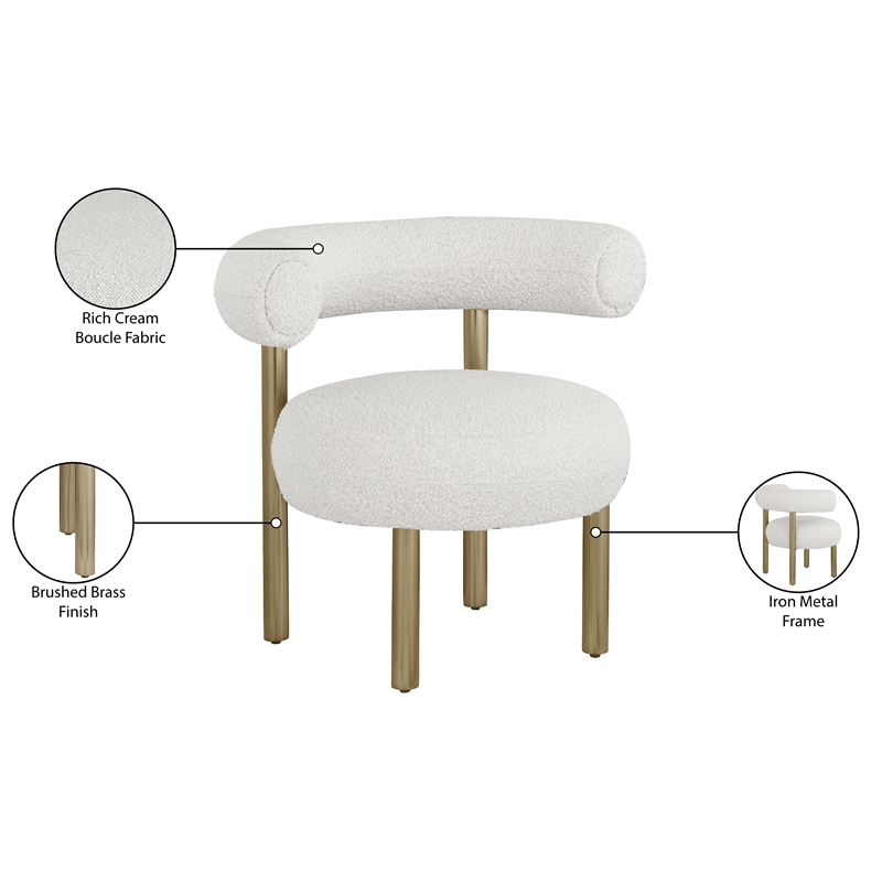 Meridian Furniture Bordeaux Cream Boucle Fabric Accent Chair