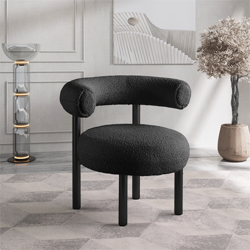 Meridian Furniture Bordeaux Black Boucle Fabric Accent Chair