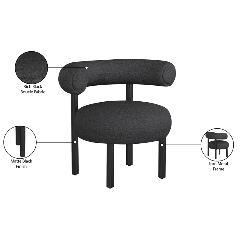 Meridian Furniture Bordeaux Black Boucle Fabric Accent Chair