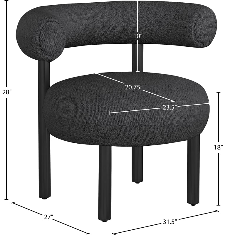 Meridian Furniture Bordeaux Black Boucle Fabric Accent Chair