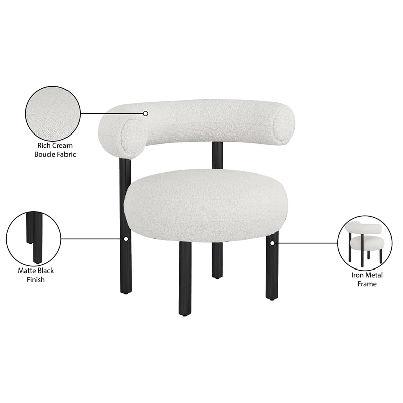 Meridian Furniture Bordeaux Cream Boucle Fabric Accent Chair