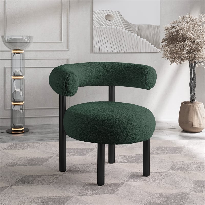 Meridian Furniture Bordeaux Green Boucle Fabric Accent Chair
