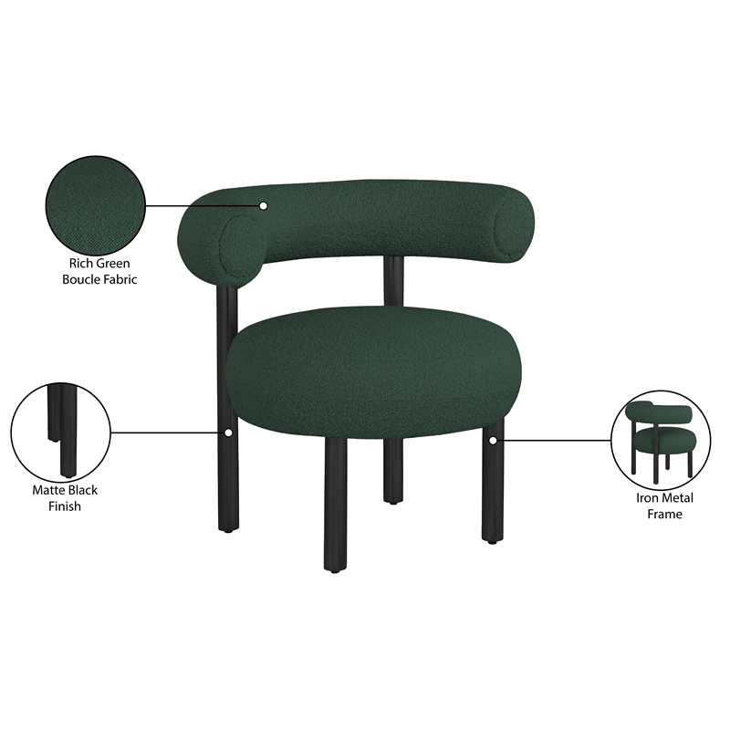 Meridian Furniture Bordeaux Green Boucle Fabric Accent Chair