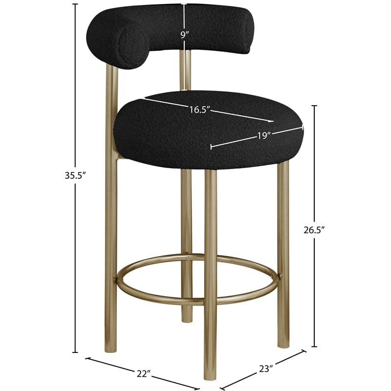 Meridian Furniture Bordeaux Black Boucle Fabric Stool