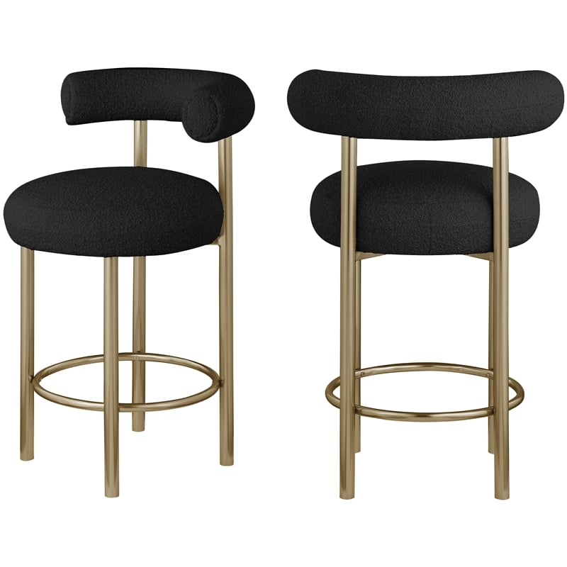 Meridian Furniture Bordeaux Black Boucle Fabric Stool