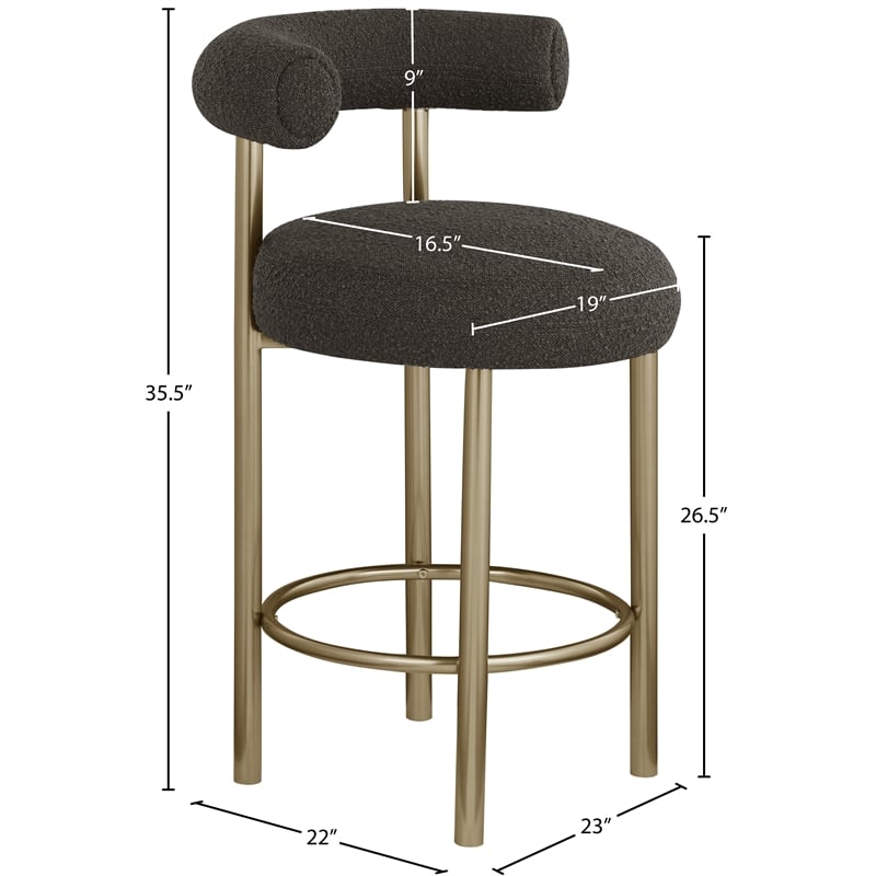 Meridian Furniture Bordeaux Brown Boucle Fabric Stool