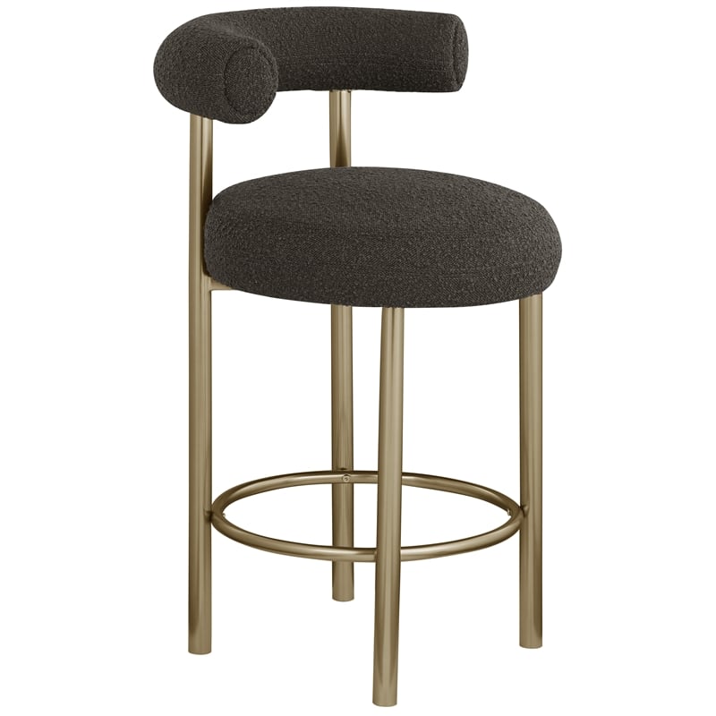 Meridian Furniture Bordeaux Brown Boucle Fabric Stool