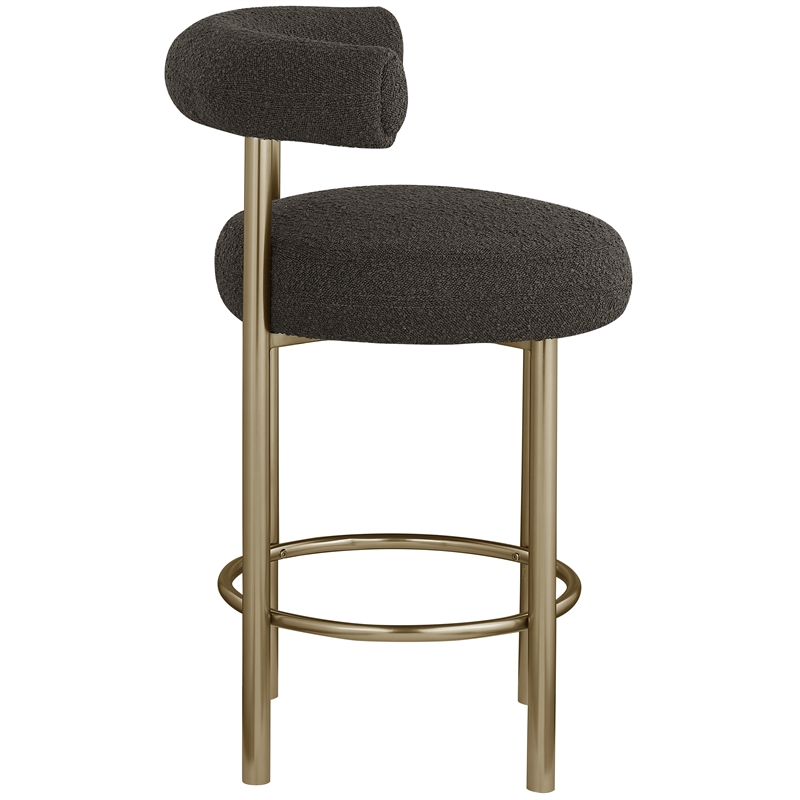 Meridian Furniture Bordeaux Brown Boucle Fabric Stool