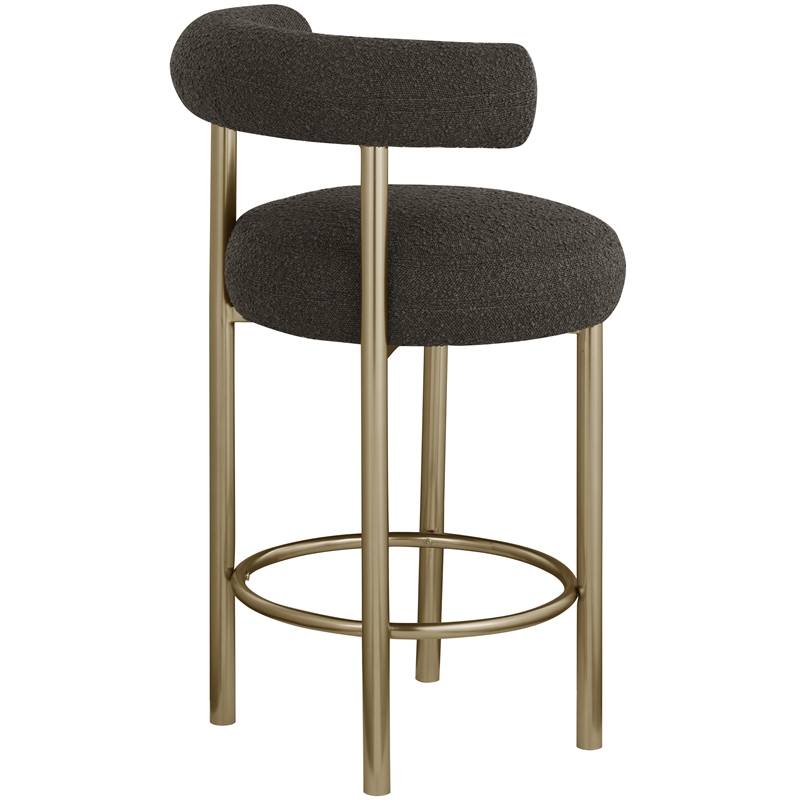 Meridian Furniture Bordeaux Brown Boucle Fabric Stool