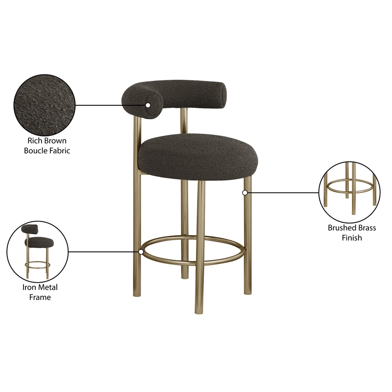 Meridian Furniture Bordeaux Brown Boucle Fabric Stool