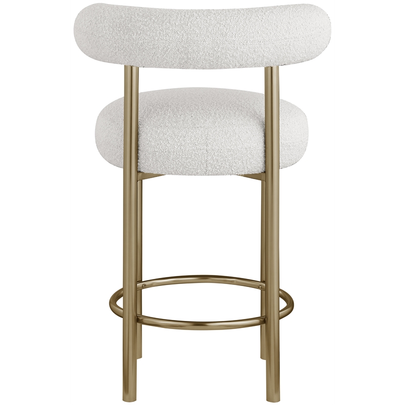 Meridian Furniture Bordeaux Cream Boucle Fabric Stool