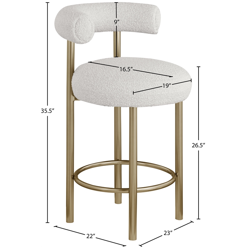Meridian Furniture Bordeaux Cream Boucle Fabric Stool