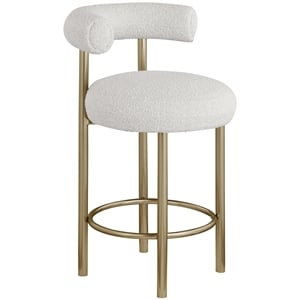 Meridian Furniture Bordeaux Cream Boucle Fabric Stool