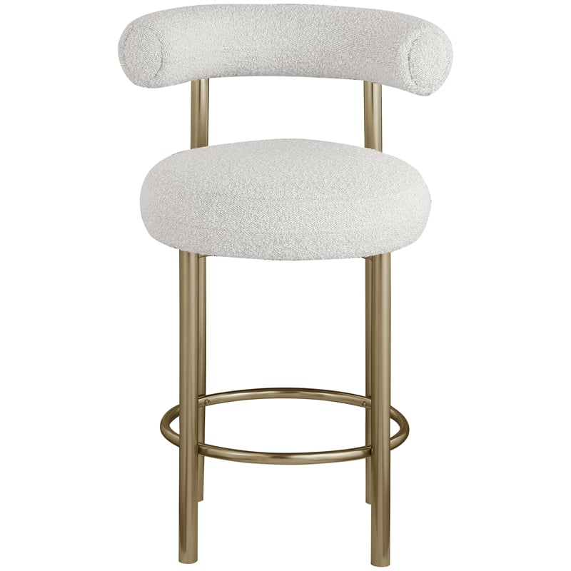 Meridian Furniture Bordeaux Cream Boucle Fabric Stool