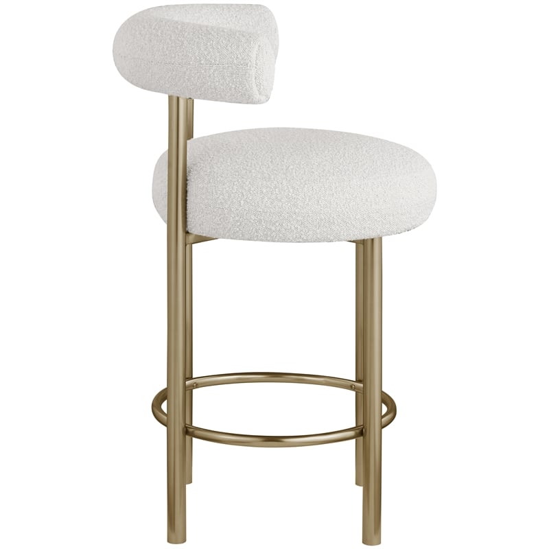 Meridian Furniture Bordeaux Cream Boucle Fabric Stool