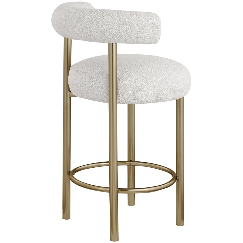 Meridian Furniture Bordeaux Cream Boucle Fabric Stool