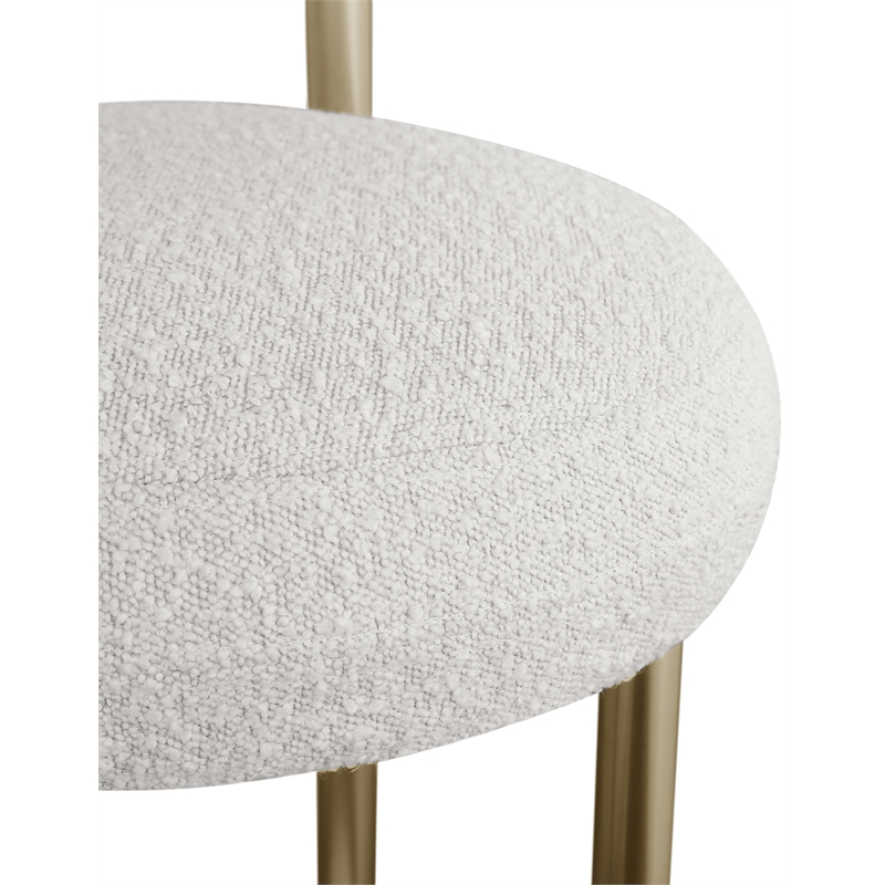 Meridian Furniture Bordeaux Cream Boucle Fabric Stool