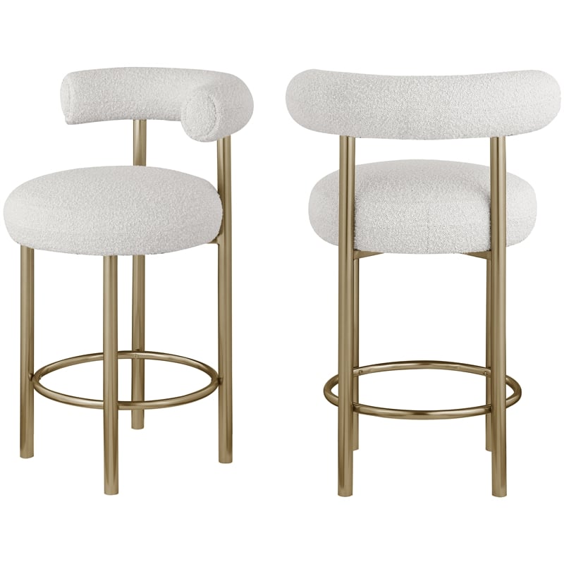 Meridian Furniture Bordeaux Cream Boucle Fabric Stool