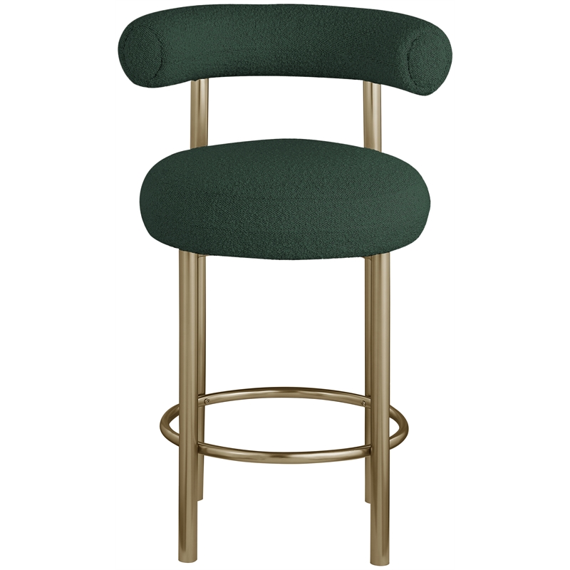 Meridian Furniture Bordeaux Green Boucle Fabric Stool