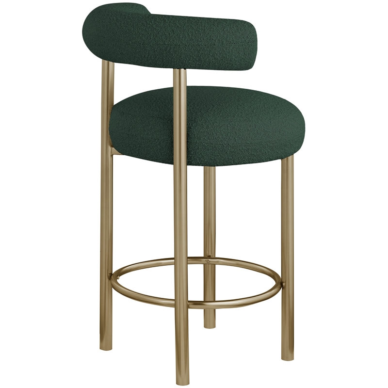 Meridian Furniture Bordeaux Green Boucle Fabric Stool