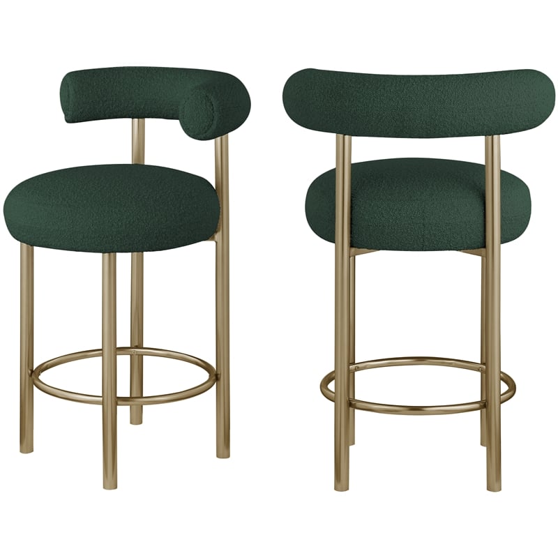 Meridian Furniture Bordeaux Green Boucle Fabric Stool