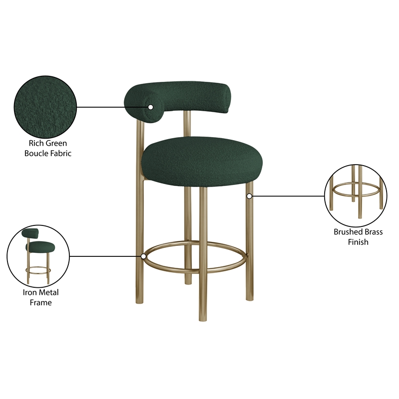 Meridian Furniture Bordeaux Green Boucle Fabric Stool