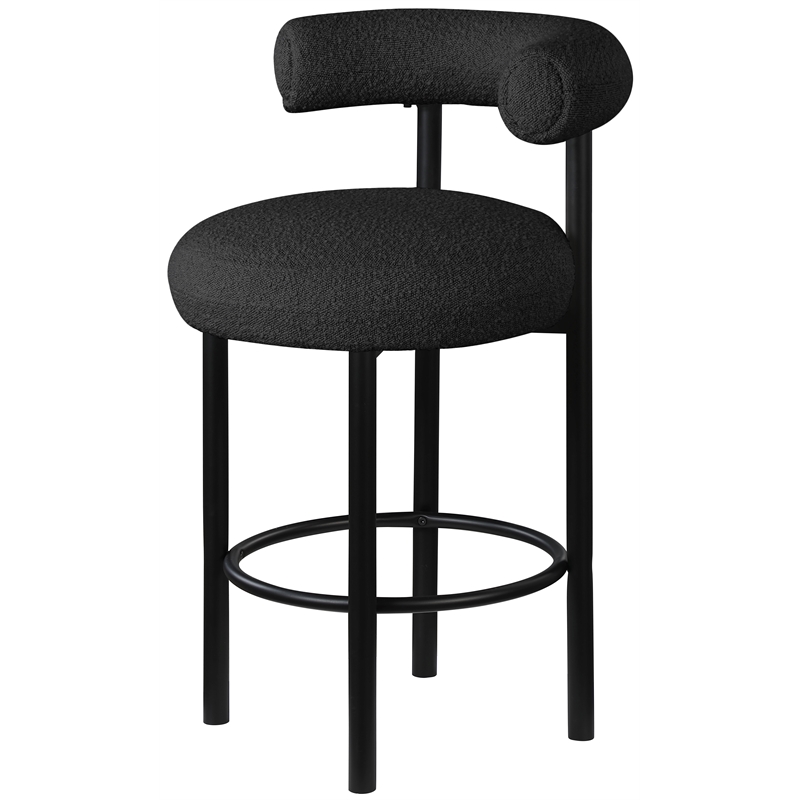 Meridian Furniture Bordeaux Black Boucle Fabric Stool