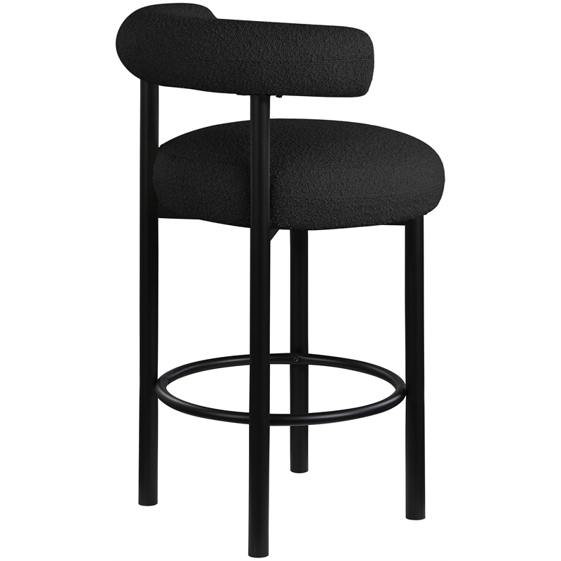 Meridian Furniture Bordeaux Black Boucle Fabric Stool