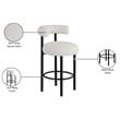 Meridian Furniture Bordeaux Cream Boucle Fabric Stool