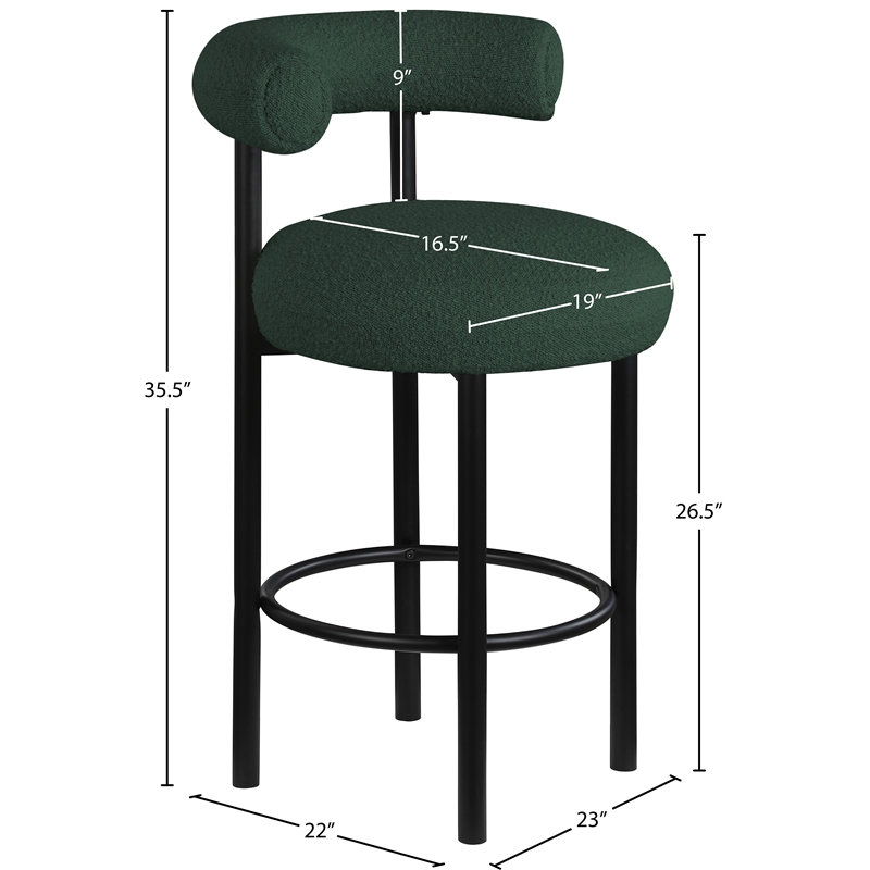 Meridian Furniture Bordeaux Green Boucle Fabric Stool