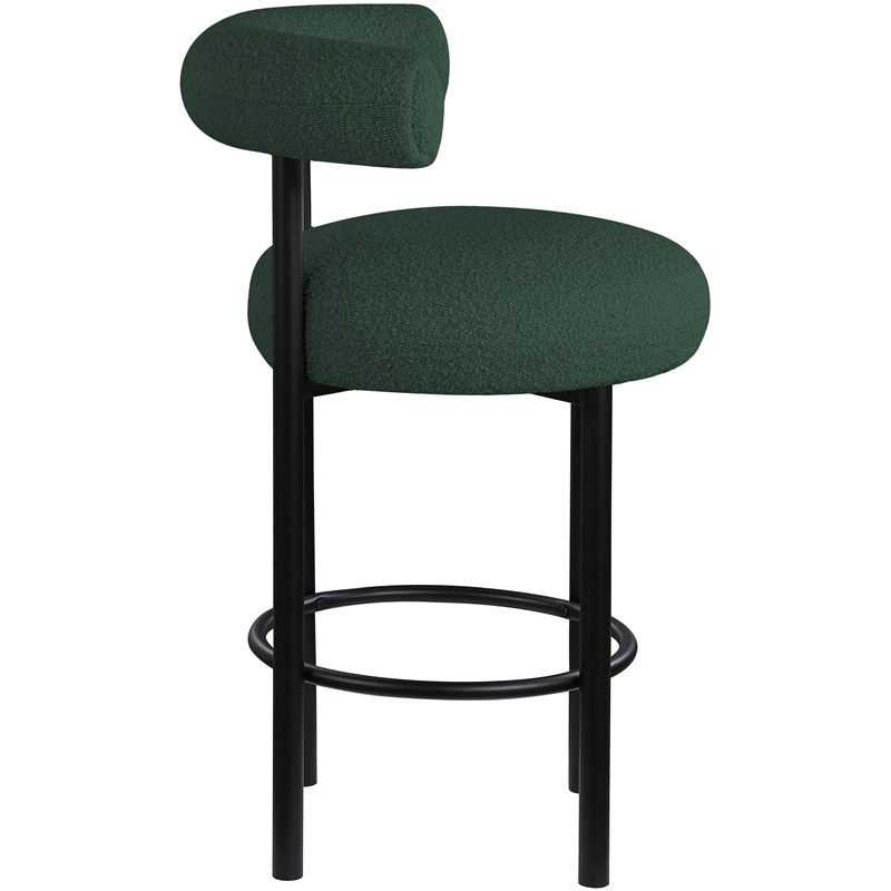 Meridian Furniture Bordeaux Green Boucle Fabric Stool