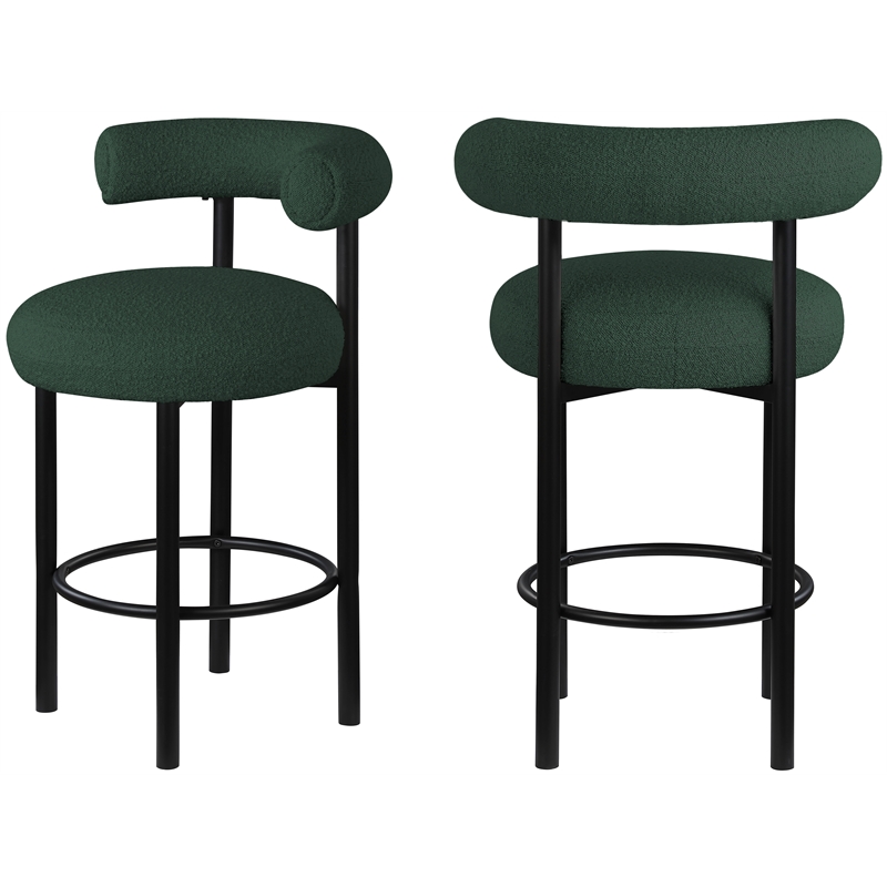 Meridian Furniture Bordeaux Green Boucle Fabric Stool