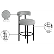 Meridian Furniture Bordeaux Grey Boucle Fabric Stool