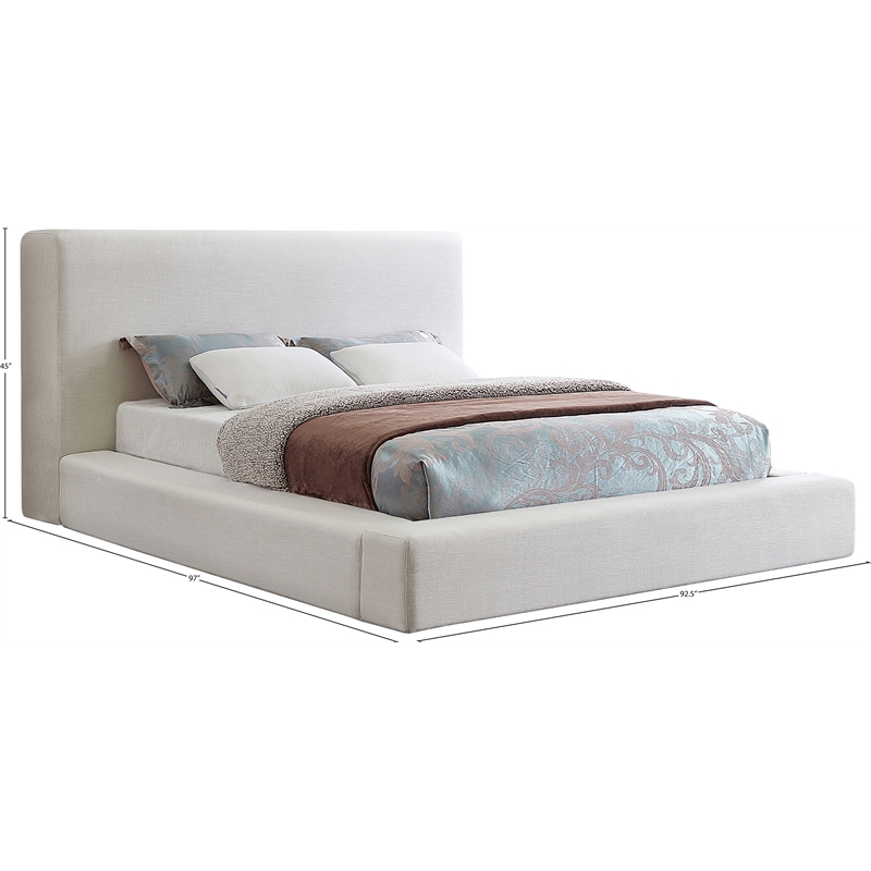 Meridian Furniture Devin Cream Linen Textured Fabric King Bed