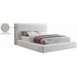 Meridian Furniture Devin Cream Linen Textured Fabric Queen Bed