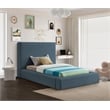 Meridian Furniture Devin Navy Linen Textured Fabric Twin Bed