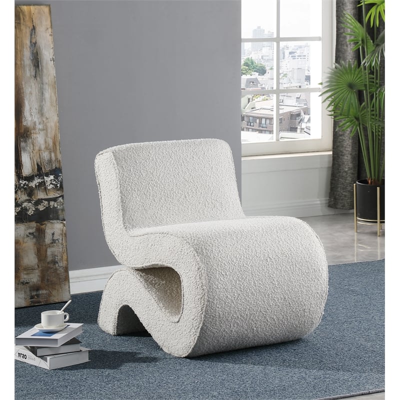 Meridian Furniture Desiree Cream Boucle Fabric Accent Chair