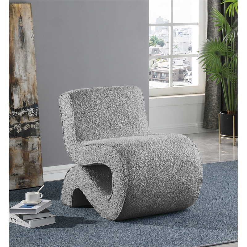 Meridian Furniture Desiree Grey Boucle Fabric Accent Chair