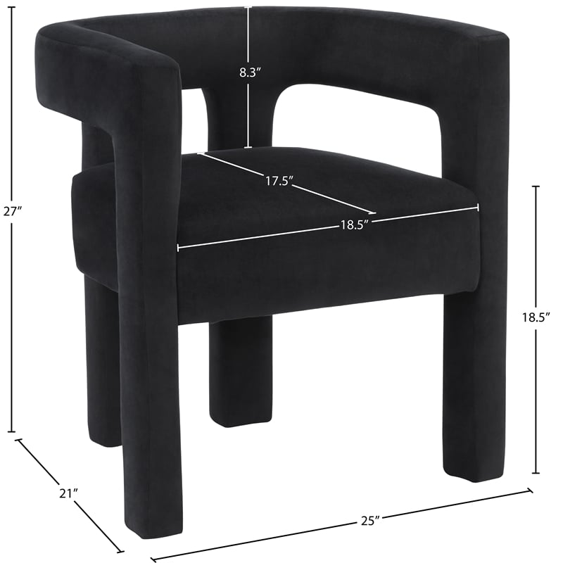 Meridian Furniture Athena Black Velvet Dining Chair