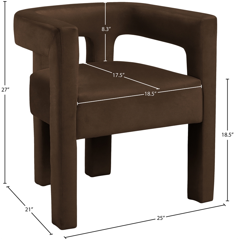 Meridian Furniture Athena Brown Velvet Dining Chair