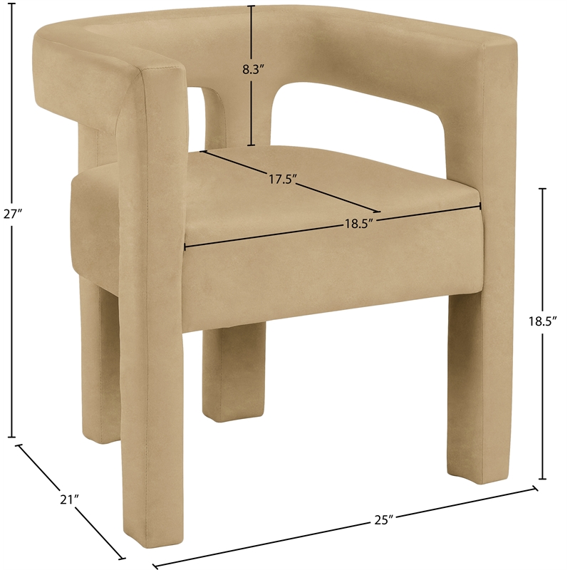 Meridian Furniture Athena Camel Velvet Dining Chair