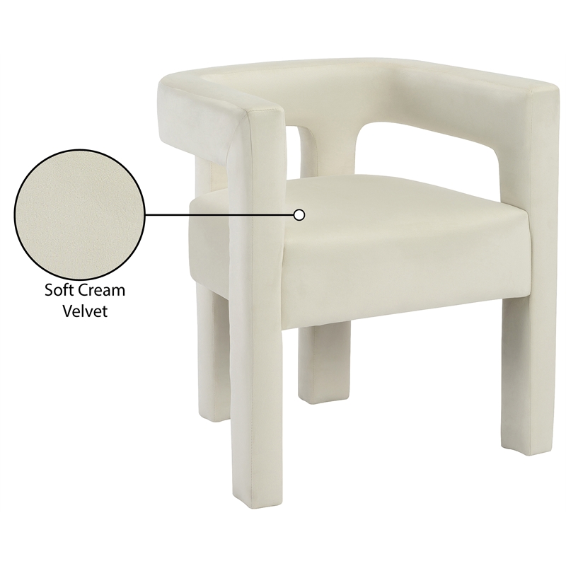 Meridian Furniture Athena Cream Velvet Dining Chair
