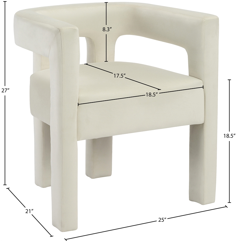 Meridian Furniture Athena Cream Velvet Dining Chair
