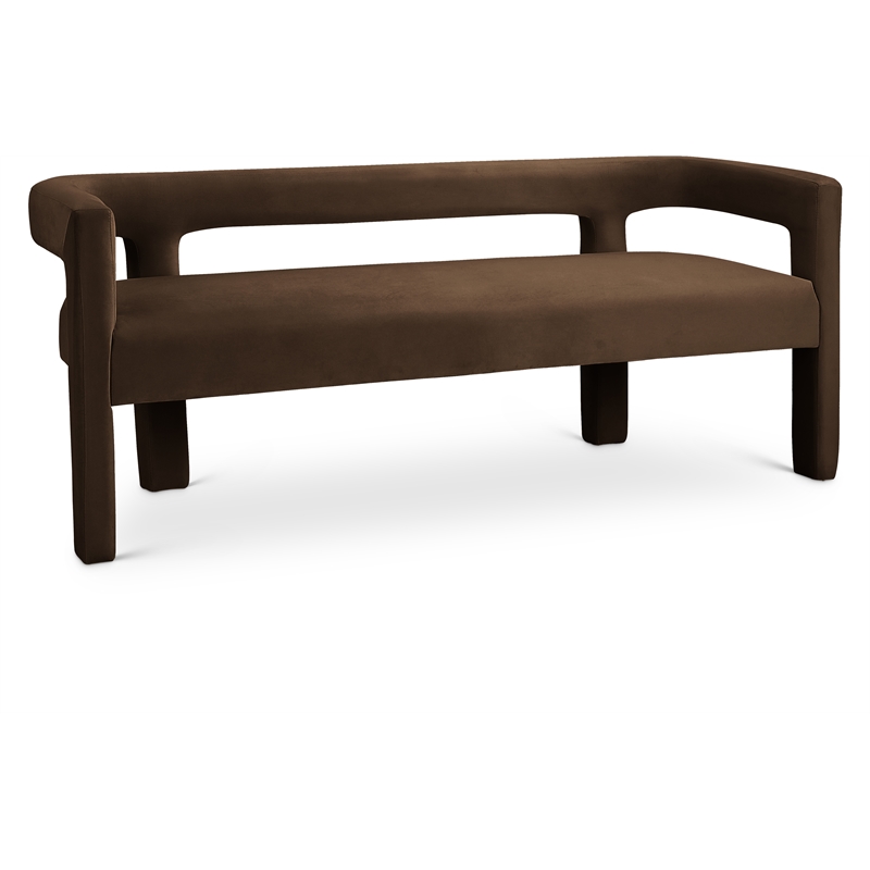 Meridian Furniture Athena Brown Velvet Bench