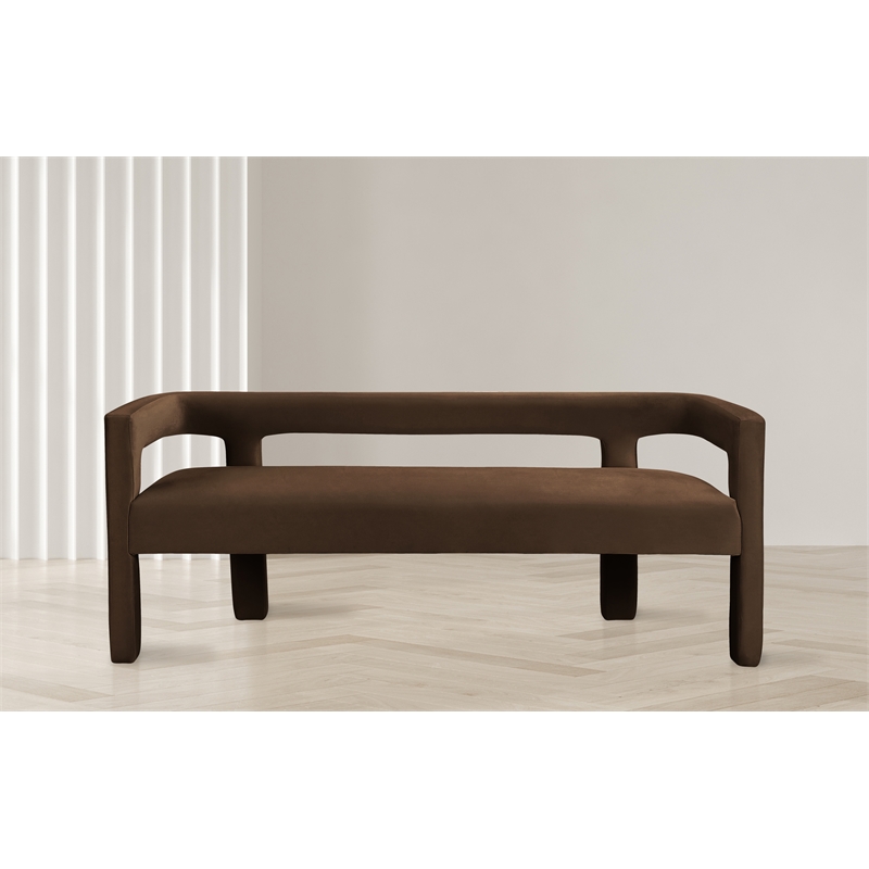 Meridian Furniture Athena Brown Velvet Bench