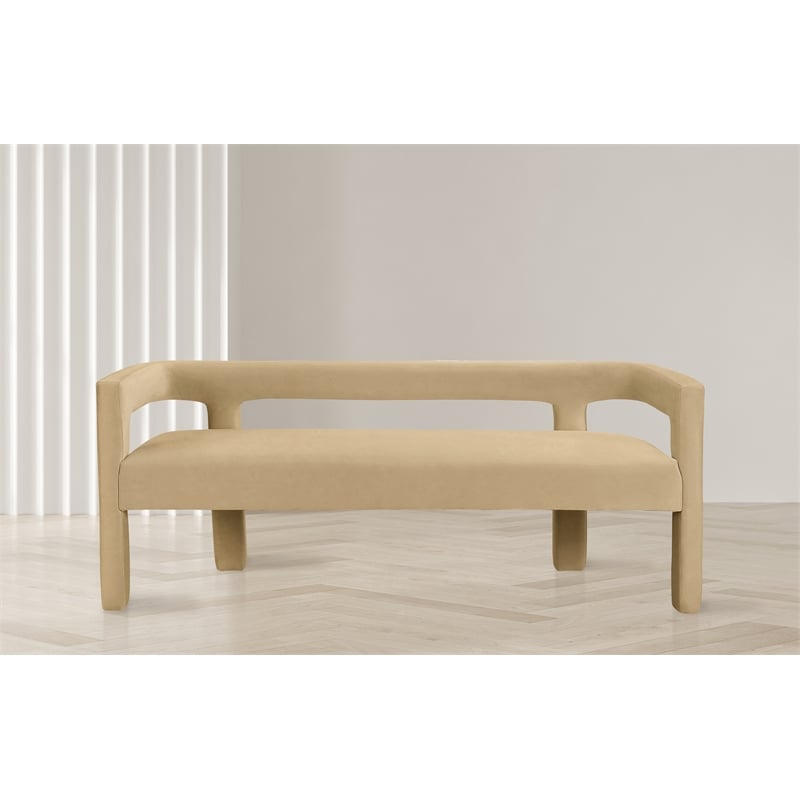 Meridian Furniture Athena Camel Velvet Bench