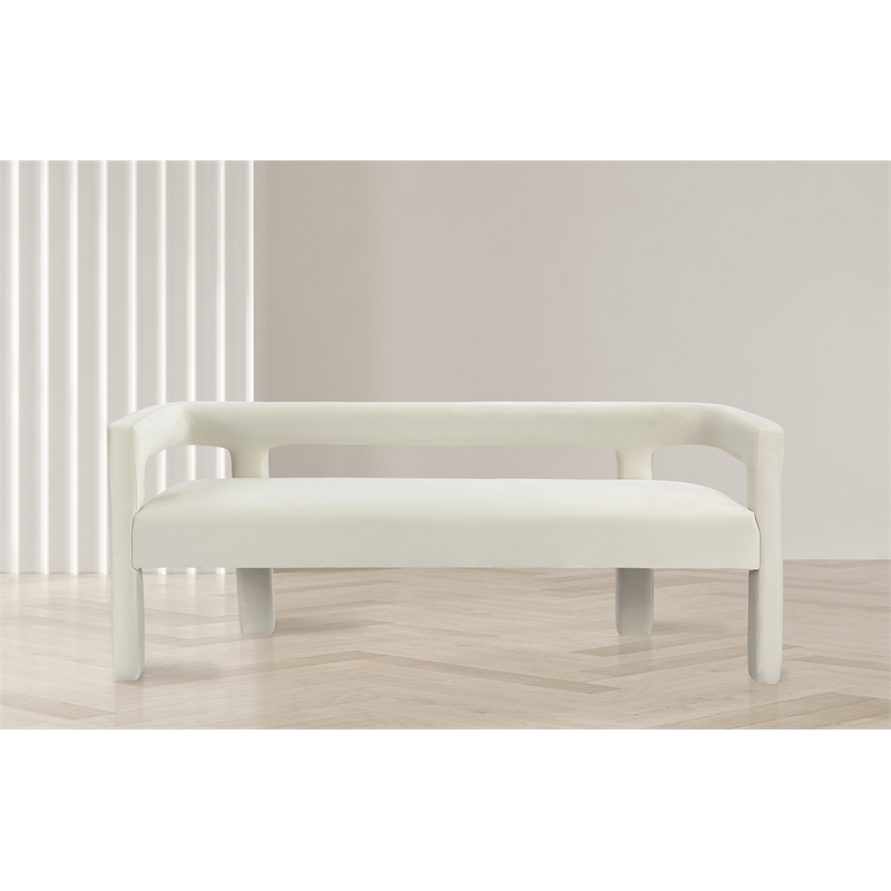 Meridian Furniture Athena Cream Velvet Bench
