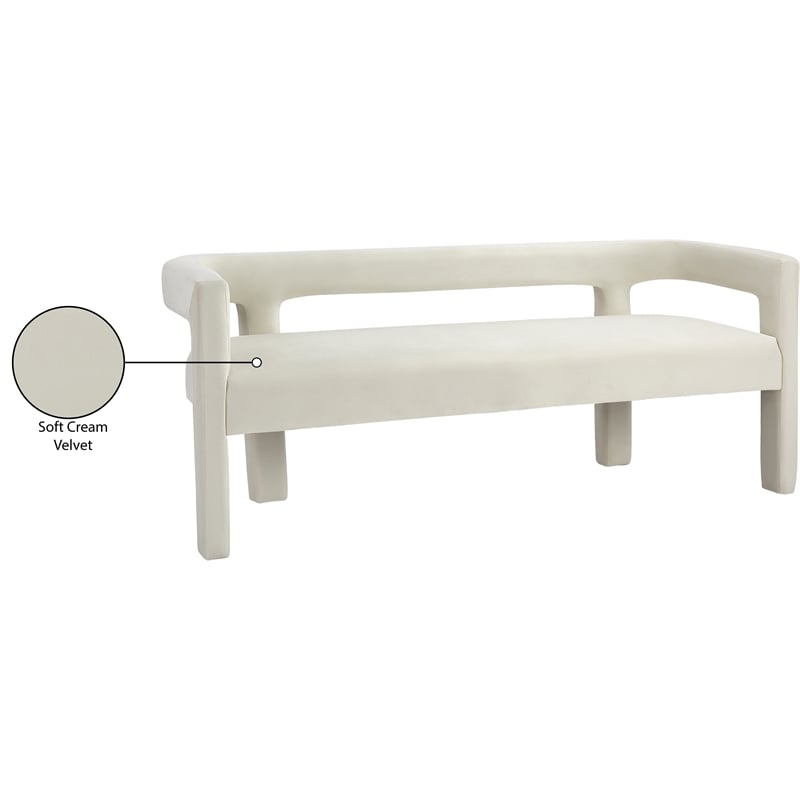 Meridian Furniture Athena Cream Velvet Bench