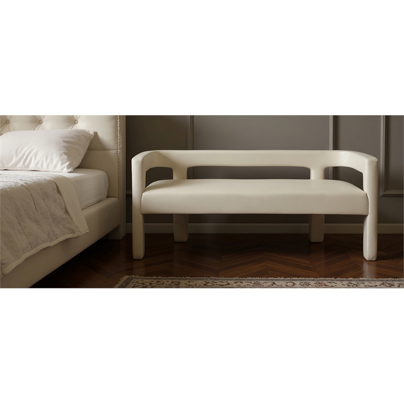 Meridian Furniture Athena Cream Velvet Bench