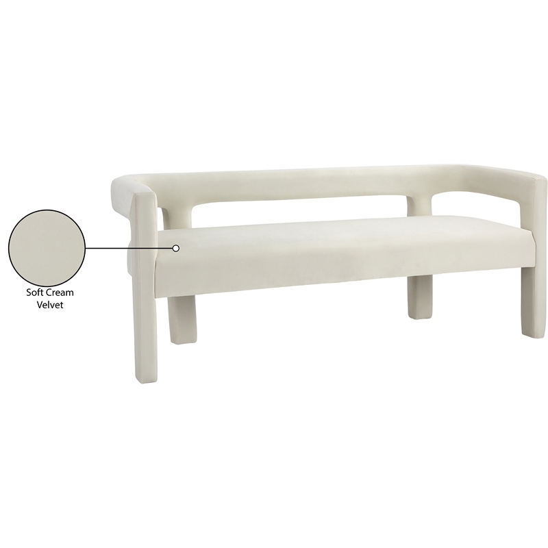 Meridian Furniture Athena Cream Velvet Bench